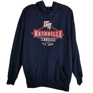 Nashville Tennessee Graphic Hoodie Sweatshirt Mens Pull Over Pockets Blue Large